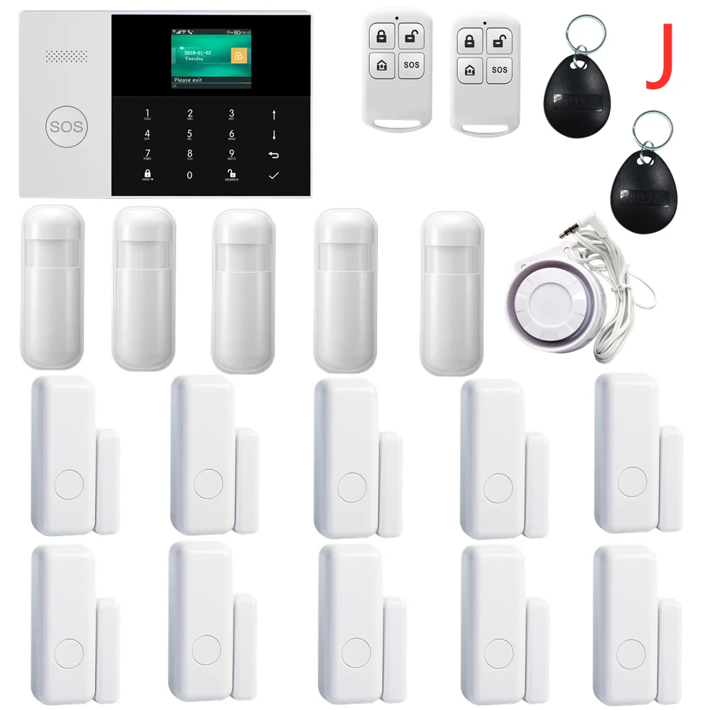 ring alarm wireless keypad 433MHZ IOS Android APP Remote Control LCD Touch Keyboard Wireless WIFI SIM GSM RFID Home Burglar Security Alarm System Sensor sos panic button Alarms & Sensors