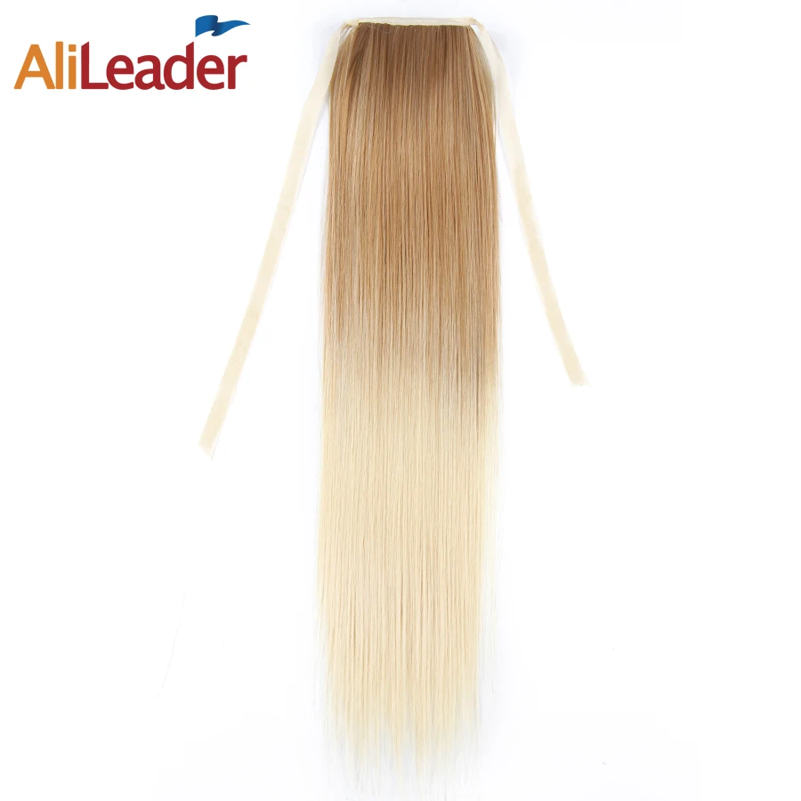 

AliLeader 18 Inch Fairy Tail Ombre Pink Straight Ponytail Synthetic Hair Two Tone Fake Hair Extension Red Pony Tail False Hair