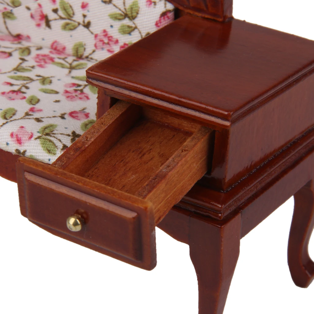 1/12 Wooden Dolls House Furniture Dollhouse Miniature Telephone Chair Seat