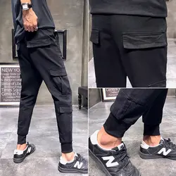 2019 новые модные дикие студенческие мульти-комбинезоны с карманами мужские тонкие повседневные брюки молодежные красивые трендовые узкие