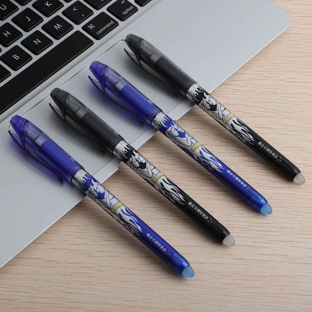 GENKKY стираемая ручка 0,5 мм Игла для всех студентов канцелярские ручки G-1196 Волшебные гелевые ручки для школы офисные черные, голубые чернила цвета