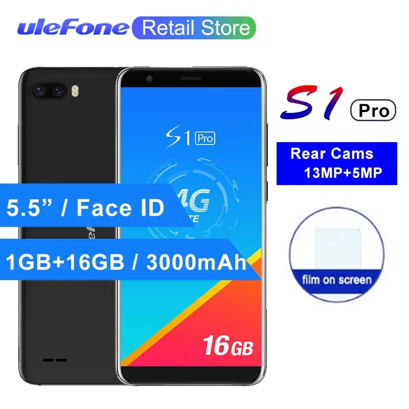 

cellphone Pro 4G Mobile Phone Android 8.1 Face ID 5.5&quot 18:9 MTK6739 Quad Core 1GB 16GB Dual rear camera 13MP 3000mah Smart
