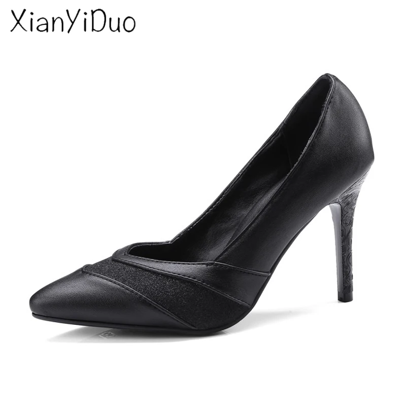 

Xianyiduo 2018 Spring/Autumn Slingbacks Women's Shoes Pointed Toe Bling high heels Pumps large size34-47 Cinnabar red/552