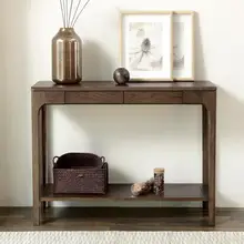 Стол для крыльца из чистого дерева, японский дуб, современный минималистичный стол с консольной стойкой для хранения