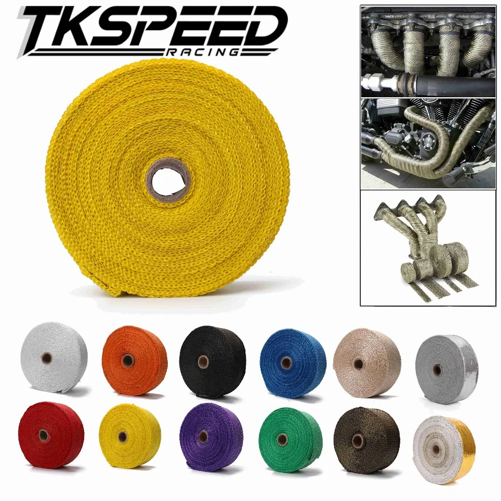 15m x2"x1.5mm Temp Exhaust Heat Wrap 12 Colors Heater Resistant