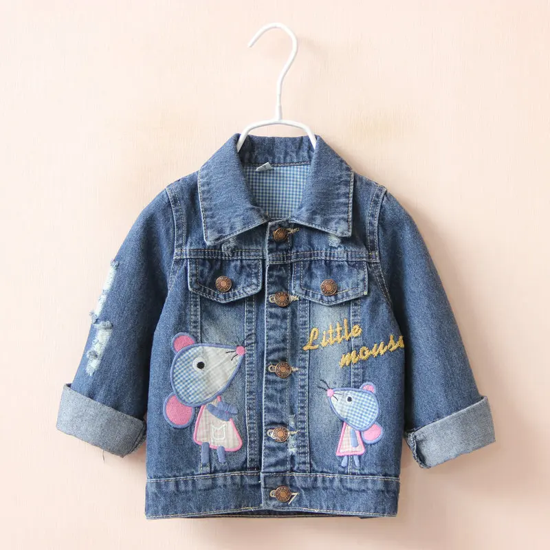 Cartoon Character Jackets Baby Girl Jeans Jacket Autumn Trench Coat Girl Cheap Baby Coats Babys