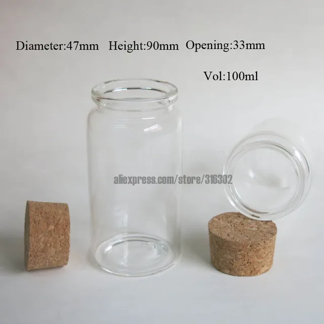 3 x 100ml glass bottle with wood cork, empty corked glass