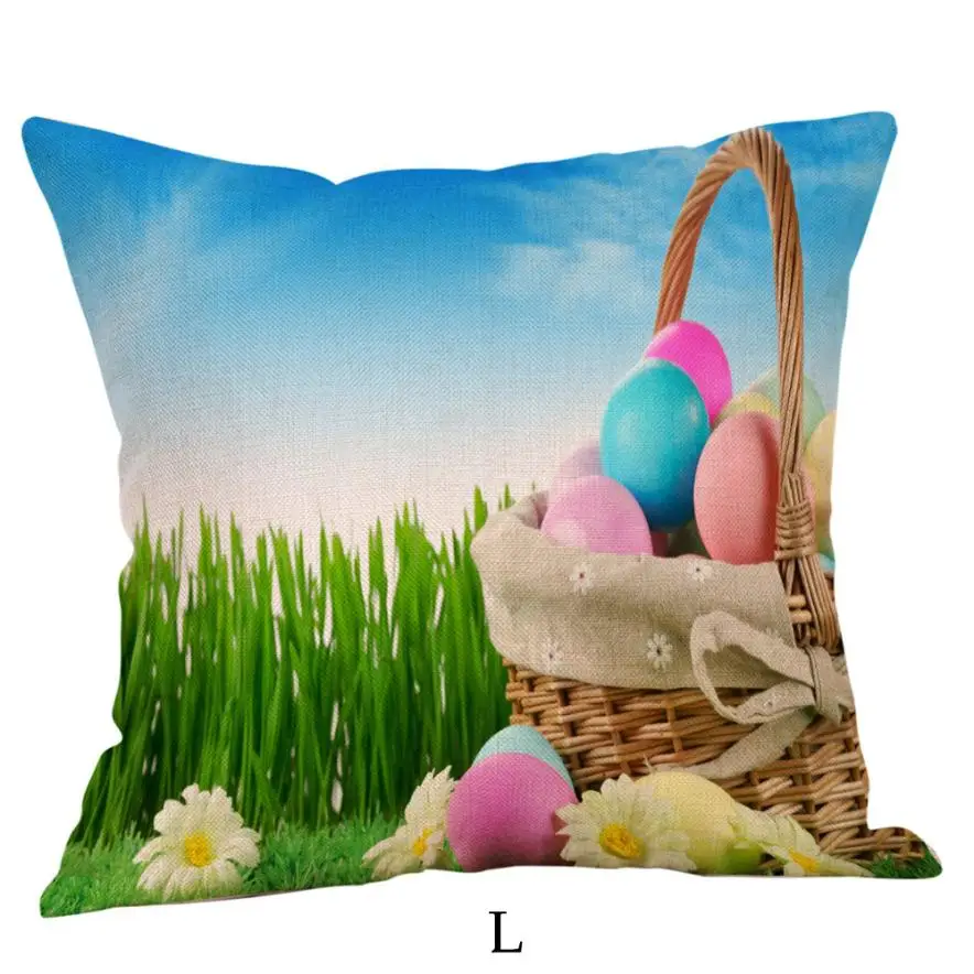 2018 New Pillow Case 45*45 Happy Easter Pillow Cases Linen Sofa Cushion