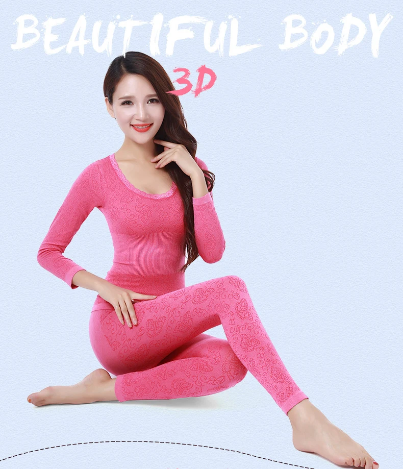 Long Johns Women For Winter Sexy Women Thermal Underwear Suit Women Body Shaped Slim Ladies Intimate Sets Female Pajamas Warm 25