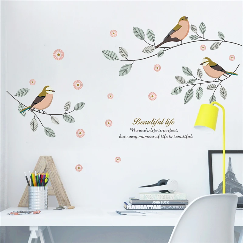 

new birds tree branch wall decals home decor living room TV sofa background decorative wall stickers diy mural art pvc posters