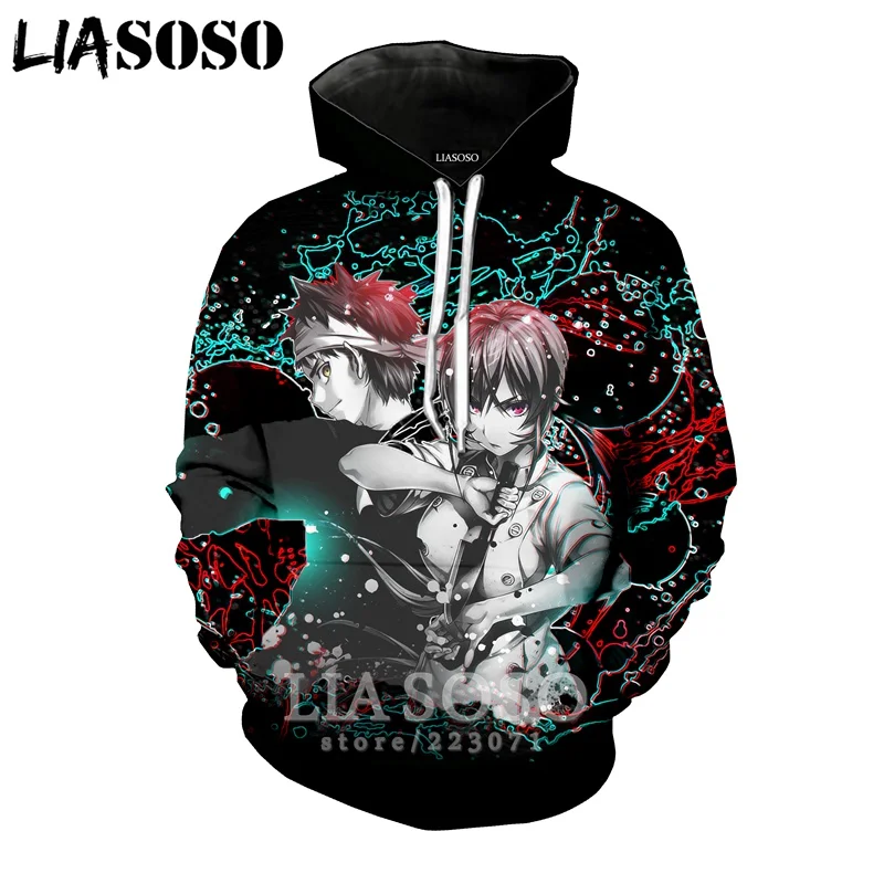 LIASOSO зимний модный Мужской Женский свитшот с 3D принтом аниме Shokugeki no Soma толстовка