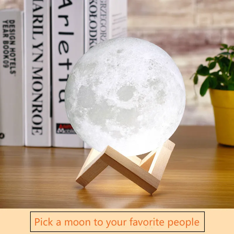 

Creative Valentine's Day birthday gift 3D print moon light moon light night light charging bedroom bedside table lamp