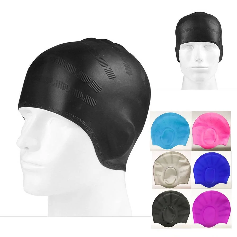 2018 Silicon Waterproof Swimming Caps Protect Ears Long Hair Sports Swim Pool Hat Swimming Cap