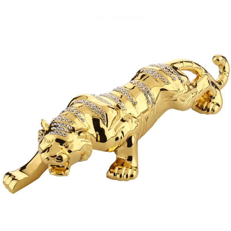 

Fashion Home Decorative Alloy Inlaid Rhinestone Animal Tiger Living Room Gift Statue European Style Figurine Desktop Decoration