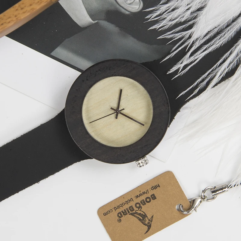 BOBO BIRD WC08C09 деревянные часы винтажные круглые Дизайнерские деревянные наручные часы из натуральной коровьей кожи женские наручные часы