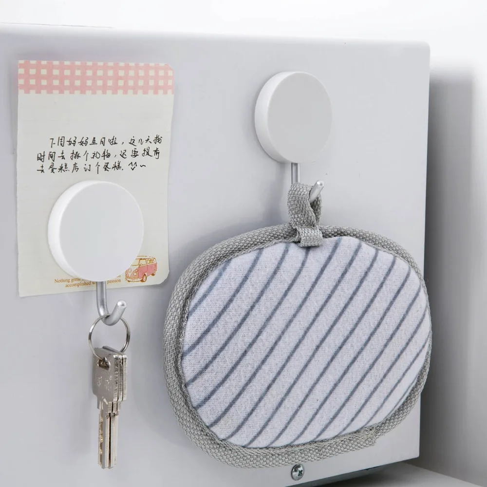 

Round Magnetic Hooks Power Magnet Hanger Holder Refrigerator Surfaces Not Scratch Key Kitchen Tools Organizer