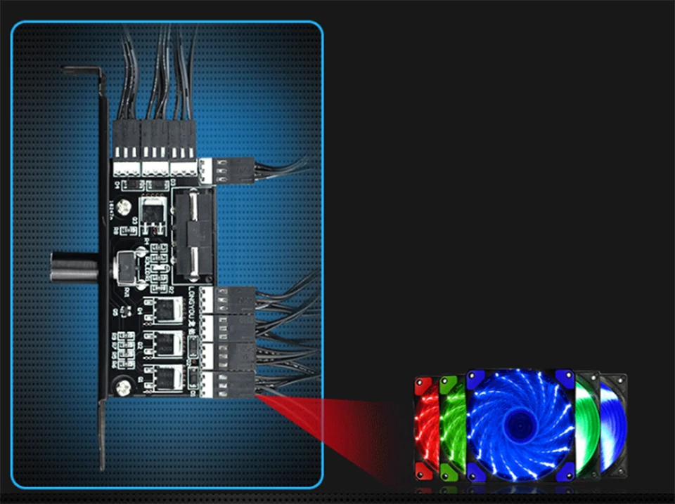 PC 8 каналов вентилятор концентратор охлаждения вентилятор контроллер скорости для корпуса процессора HDD VGA PWM вентилятор w/PCI кронштейн питания на 12 В 3pin/4pin кулер вентилятор