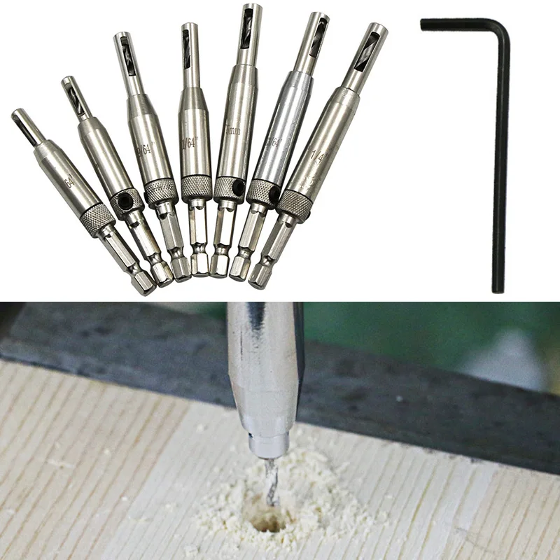 

4/7Pcs HSS Door Self-centering Hinge Hole Drilling Tool Kit for Door Cabinet Holes Woodworking _WK