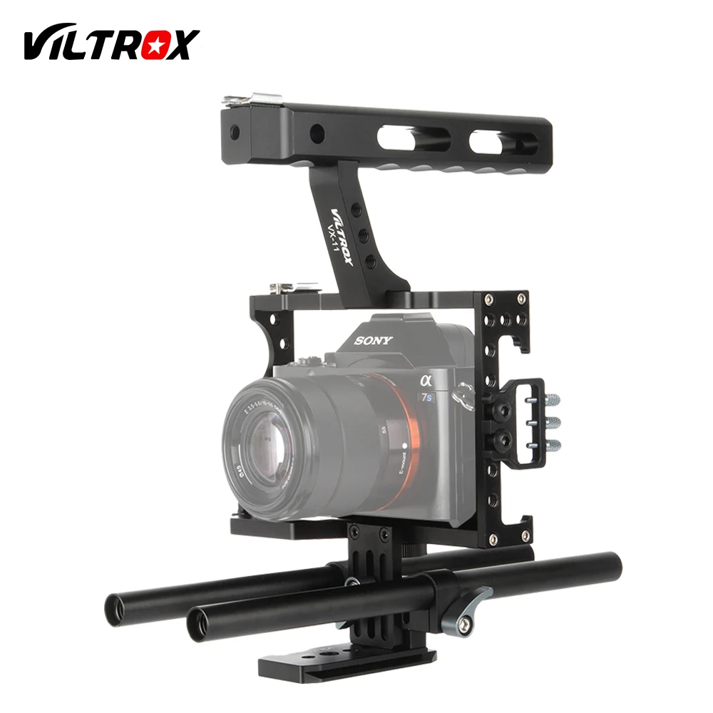 

Viltrox 15mm Rod Rig DSLR Camera Video Cage Kit Stabilizer + Top Handle Grip for Sony A7 II A7RII A7SII A6300 A6000/GH4/EOS M5