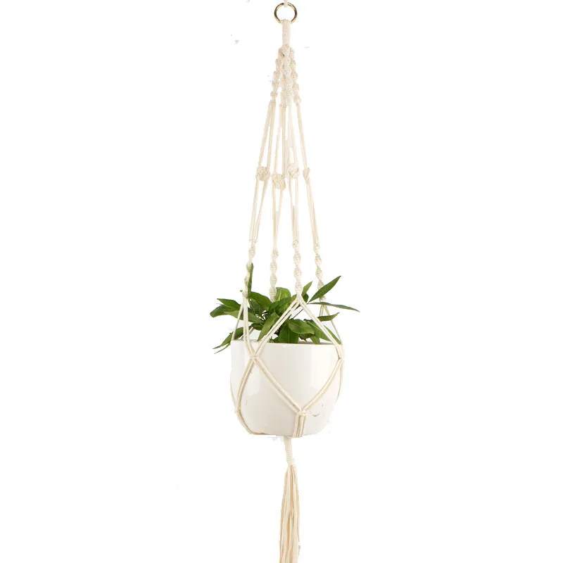 Creative Garden Plant Tassel Hanger Macrame Hemp Rope Braided Hanging Planter Basket Flower Pot Holder Decoration - Цвет: 9