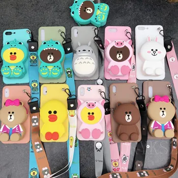 

ORYKSZ 3D Cartoon Bear Zipper Wallet Phone Case For iPhone 11 Pro Max X XR XS Max Soft Cover For iPhone 8 7 6 6S Plus Back Capa