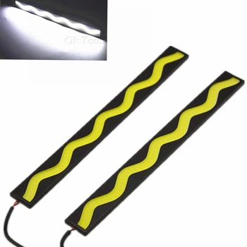 

2x 12V 20.5cm Waterproof Car LED COB DRL Driving Daytime Running Light Fog Lamp 12V DC high quality External Lights