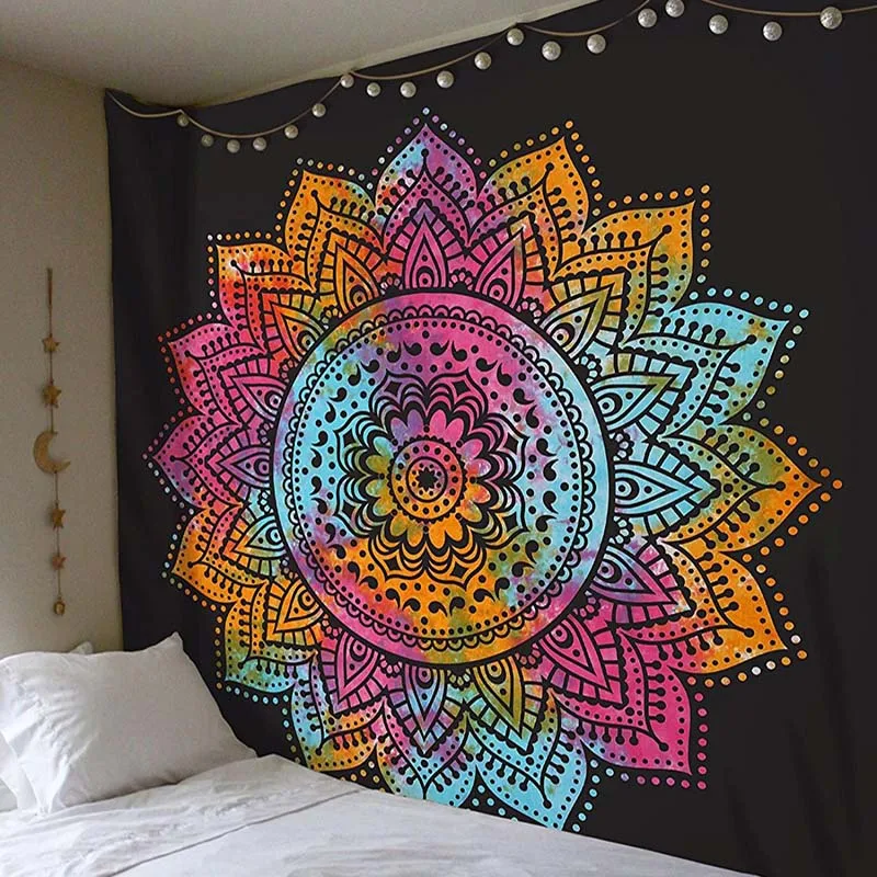 

New Indian Mandala Wall Hanging Tapestry Hippie Home Decorative Bohemia Yoga Matt Table Cloth Polyester Hippies Mandala Tapestry