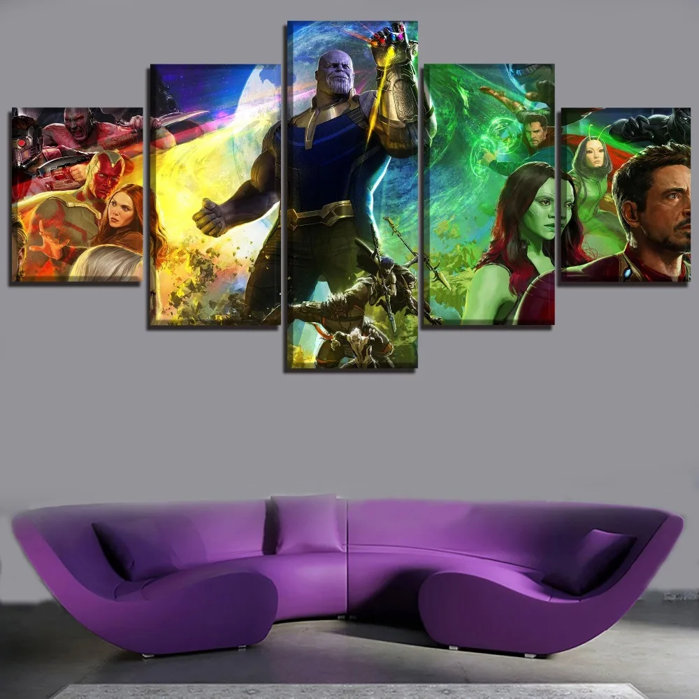 

Modern Painting On The Wall Art Modular Picture 5 Panel Movie Avengers 3 Infinty War Poster For Living Room Home Decor On Canvas