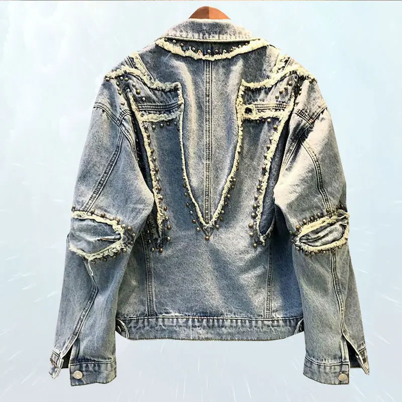 

Heavy Industry BF Wind Loose Rivet Denim Jacket 2019 Spring Autumn Jacket Women Coat Retro Female Jeans Outwear casaco feminino