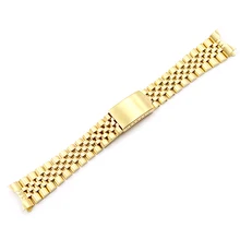 CARLYWET 19 20 22mm Two Tone Oco Curvo End Sólido Parafuso Links Substituição Watch Band Strap Estilo Antigo Jubileu pulseira