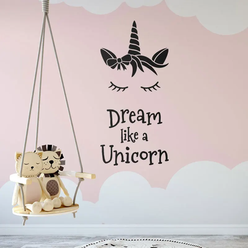 

Dream Like A Unicorn Personality Wall Sticker Boy Girl Bedroom Living Room Home Decor Wallpaper Removable Wall Sticker ER49