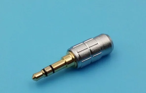 DIP 3 5mm gold plated headphone plug Alloy Die Casting 3 pole 6mm tail mouth 2pcs