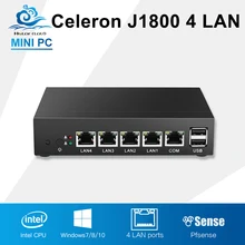 Мини-ПК Intel Celeron J1800 промышленный компьютер 4 Gigabit LAN маршрутизатор брандмауэра безвентиляторный Окна 10 Linux A Computador Desktop