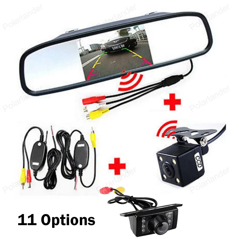 4 3 inch Car Rearview Mirror Monitor Parking Assistance 2CH Video TFT LCD diaplay with CCD