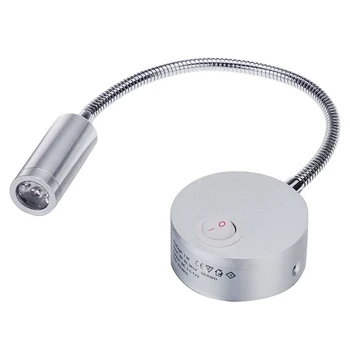 

IMC Hot 1W LED Nachttischlampe Wand Leselampen Soft Tube einstellbar Hintergrund Spiegel mit Schalter Silber-Warmweiss