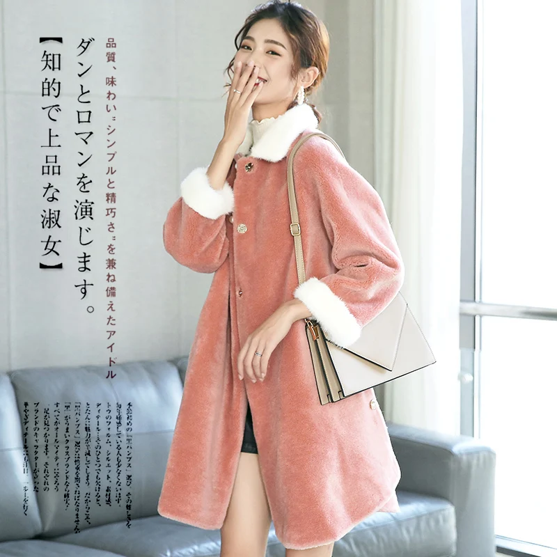 Moutons Naturel Lx2529 Col D'hiver Femmes Fourrure Veste Avec Vison De Tonte Des 2019 Casaco Feminino Chaud Manteau Réel Long lTc3FKJ1