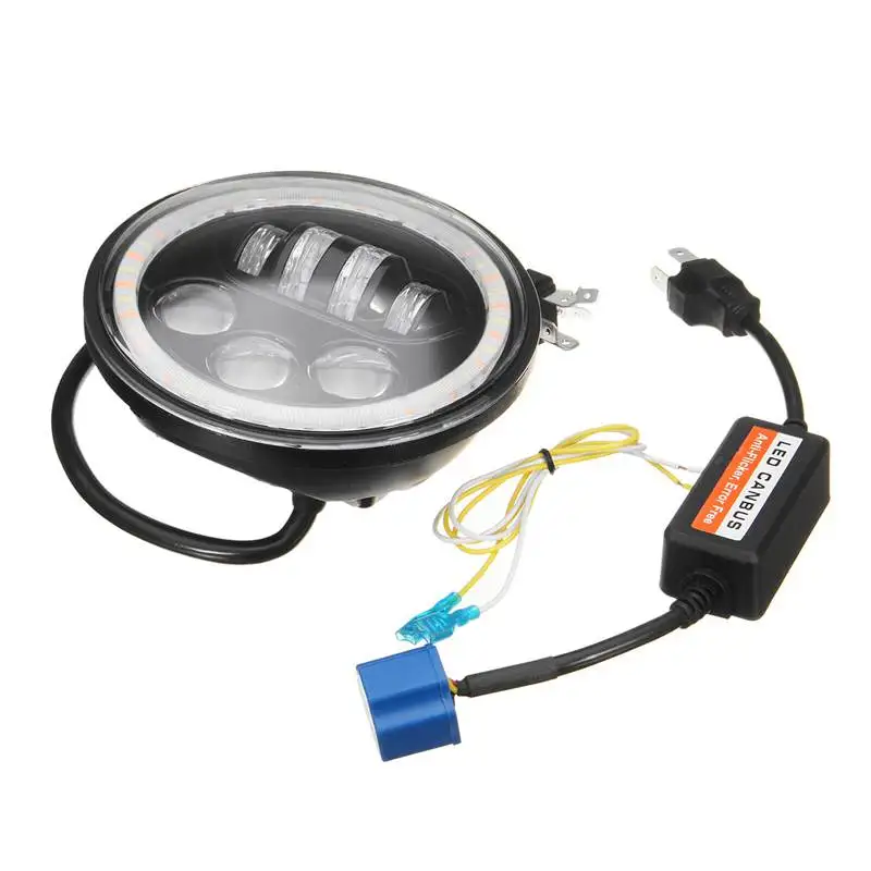 

Motorcycle LED Headlight 5.75 Inch Hi/Lo 60W/40W Angel Eye Daytime Running Light Headlamp For Harley-Davidson 10-30V DC