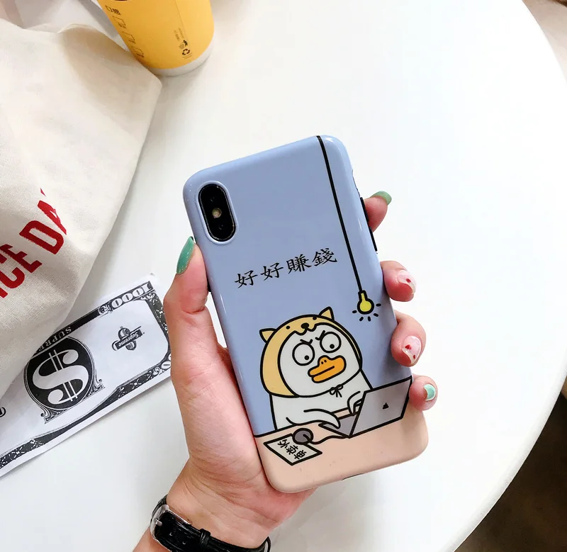 

For Make money Apple iphone x XR XSmax mobile phone shell cartoon duck iPhone7plus cute illustration 6s/8 tide men and women