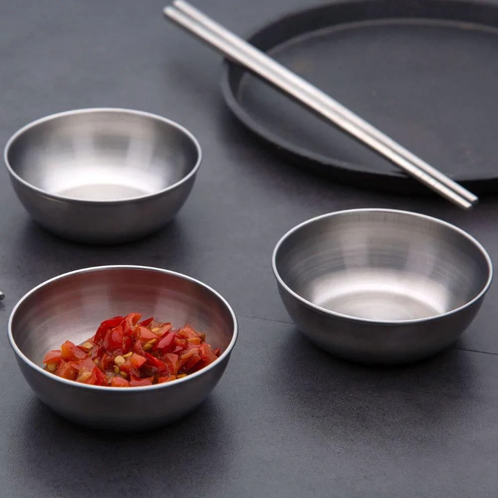 10/5pcs Stainless Steel Bowl Small Soy Sauce Dish Kitchen Food Seasoning Tray 