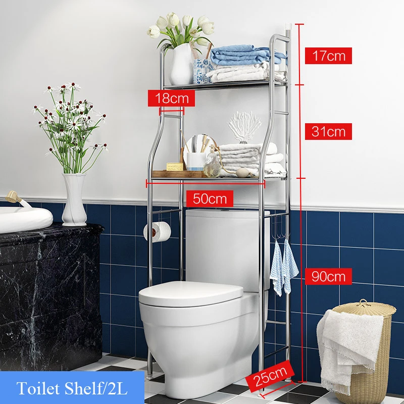  Over The Rack Stainless Steel Toilet Cabinet Shelving Kitchen Washing Machine Rack Bathroom Space S - 33010760284