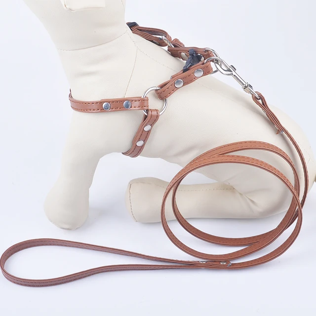 Puppy Dog Harnesses Leads Sets Faux Leather Pet Collars Breakaway