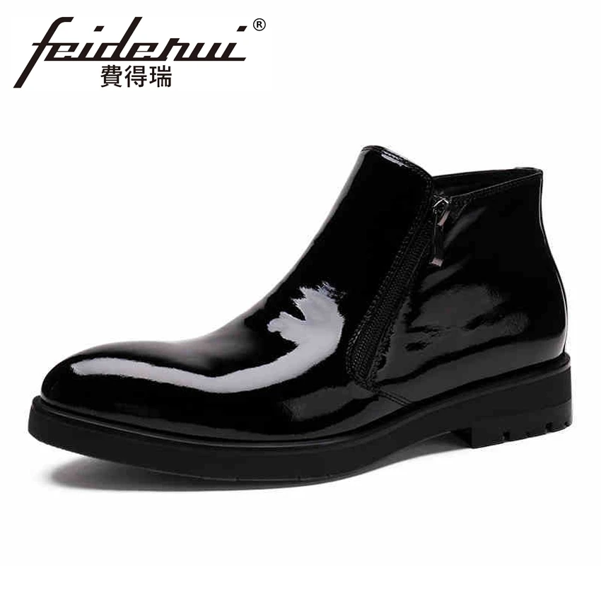 Italian Designer Patent Leather Men's Ankle Boots Pointed Toe Flat Platform Martin Cowboy Man Formal Dress Outdoor Shoes YMX310 цена Italian Designer Patent Leather Men's Ankle Boots Pointed Toe Flat Platform Martin Cowboy Man Formal Dress Outdoor Shoes YMX310 цены онлайн
