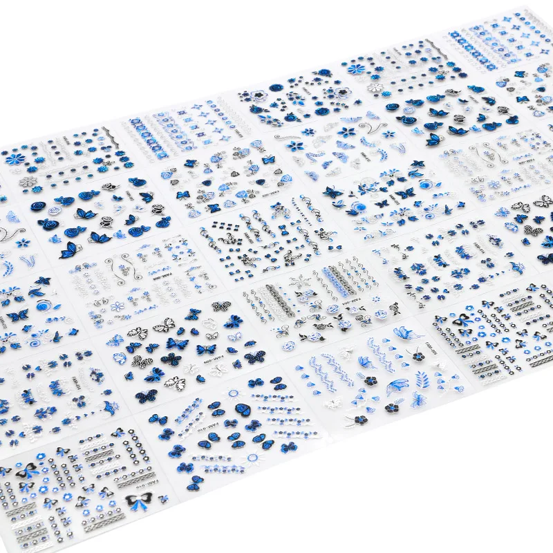 30Sheets/Lot Nail Sticker 6.3*5cm Blue&silver Butterfly Pattern 3D Nail Art Decal Sticker For Nail Decoration Nail Manicure 30Sheets/Lot Nail Sticker 6.3*5cm Blue&silver Butterfly Pattern 3D Nail Art Decal Sticker For Nail Decoration Nail Manicure