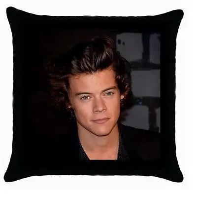 

Harry Styles Throw Pillow Case One Direction Harry Styles Cushion Cover Black Decorative Pillow Sham Two Sides 18" Custom Gifts