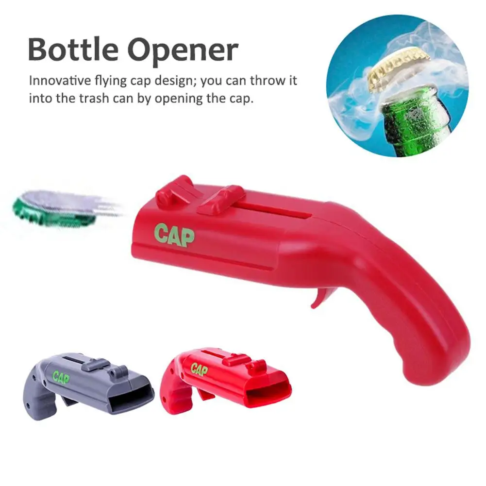 

Cap Gun Bottle Opener Firing Cap Gun Creative Flying Cap Launcher Bottle Beer Opener Creative Family Bar Party Game Kitchen Tool