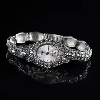 

Character Retro Silver S925 Sterling Silver Jewelry Thailand Fine Craft Thai Silver Ladies Watch Bracelet