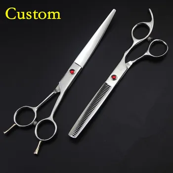 

Custom 440c 7'' Pet dog grooming cut hair scissors set Animal cutting barber thinning scissor shears tools hairdressing scissors