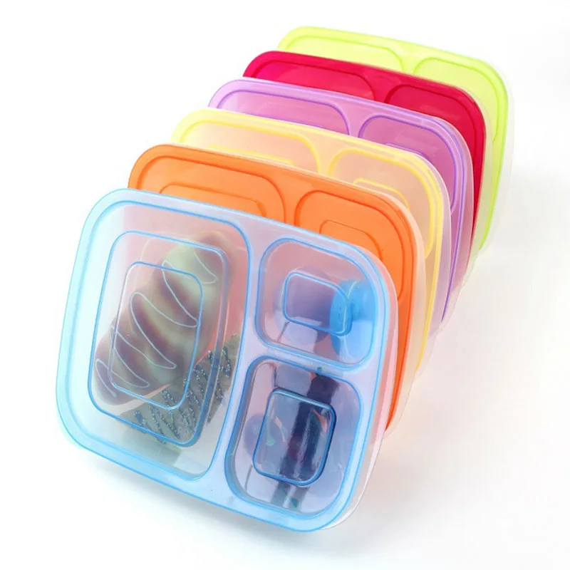 

Plastic Lunch Box With Lid 3 Compartments Food Fruit Container Picnic Storage Boxes for Kids Adult UYT Shop