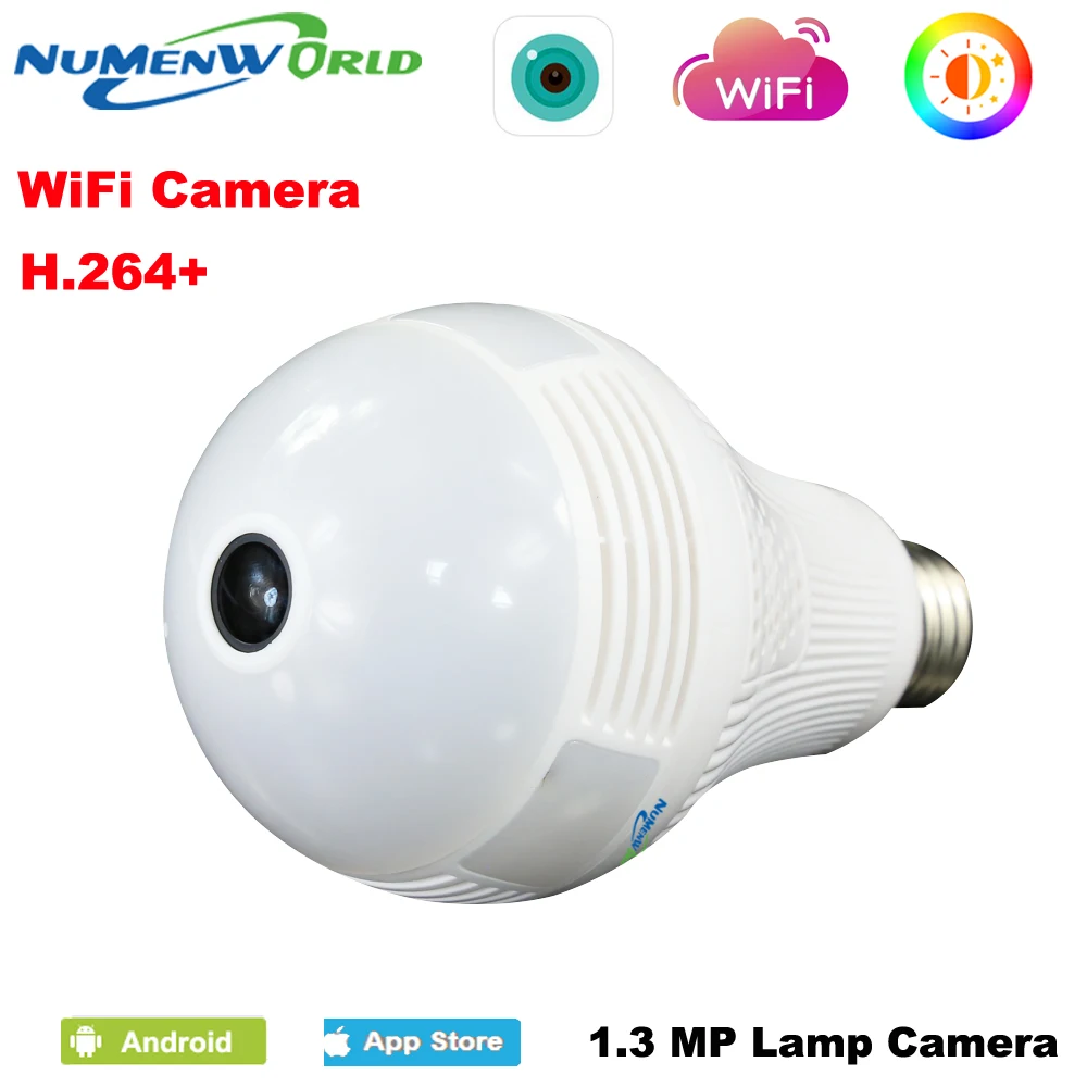 

Numenworld 960P CCTV IP cam 360 Panoramin Smart Home Safty Wifi VR Camera LED Bulb Security Camcorder Support PC Tablet Phone