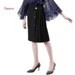 Новый для женщин одежда Высокая талия эластичный обёрточная бумага бедра в студенческом стиле Бизнес Стиль Кнопка Женская юбка fnoce 2018